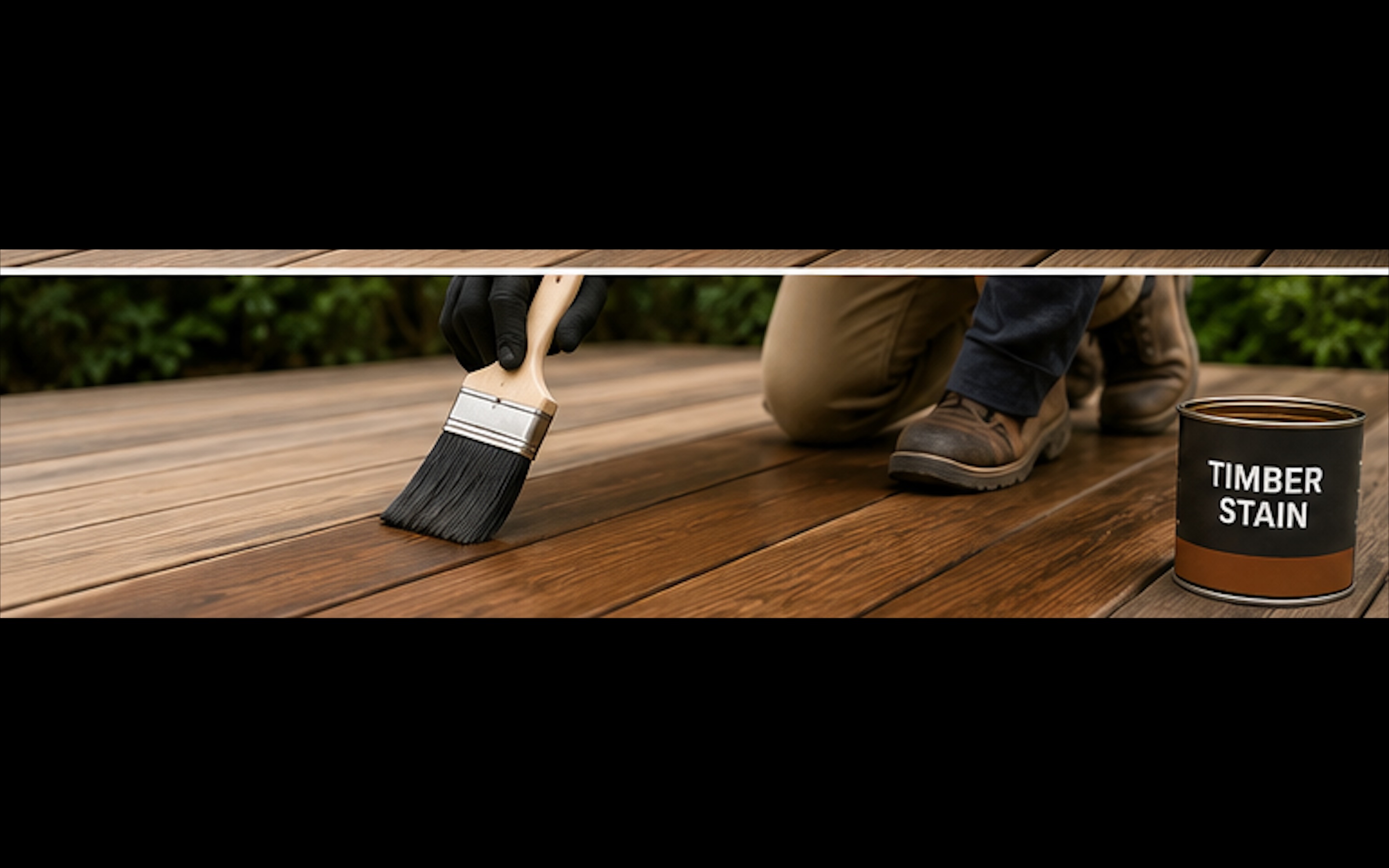 Applying timber stain on a mild sunny day